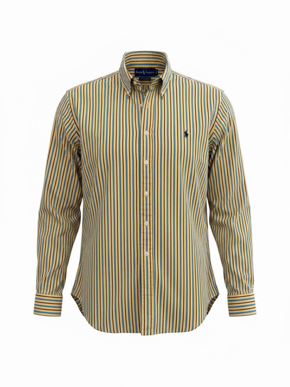 Ralph Lauren Classic Fit Men’s XL Yellow Blue Red Striped Button Down Shirt